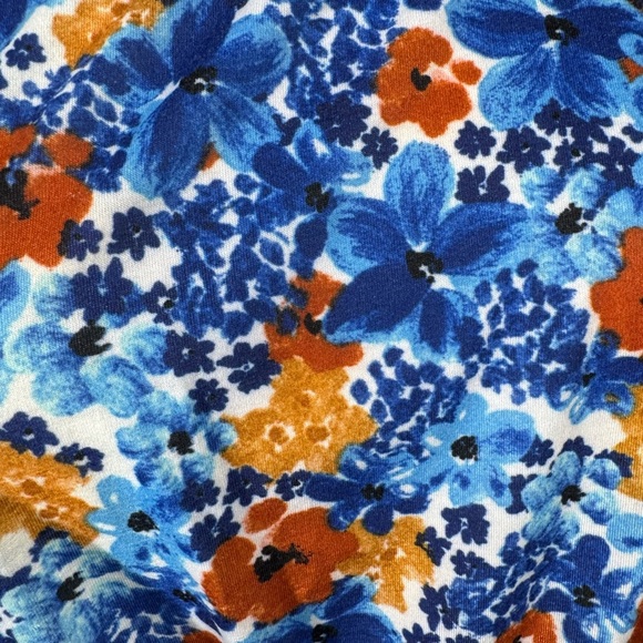 Floral Sleeveless Dress - Blue and Orange - Picture 2 of 7